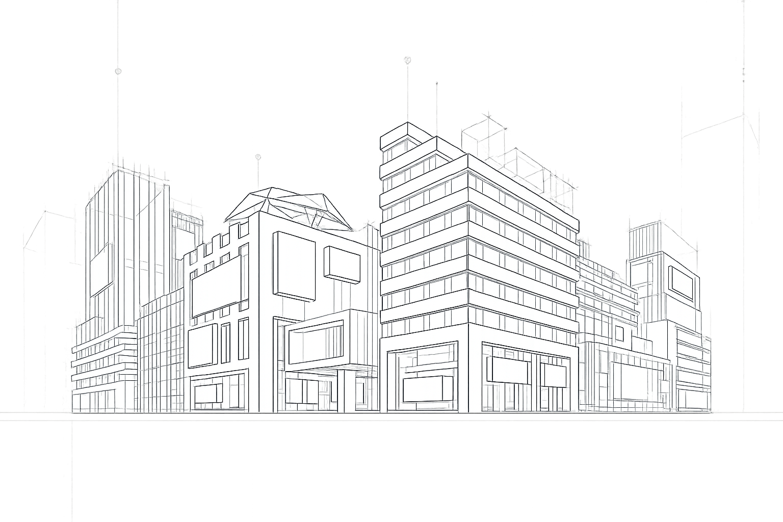 AR Construction building sketch illustration